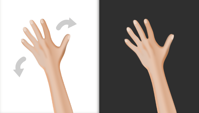 A hand that is easier to wave on a white background instead of a black background