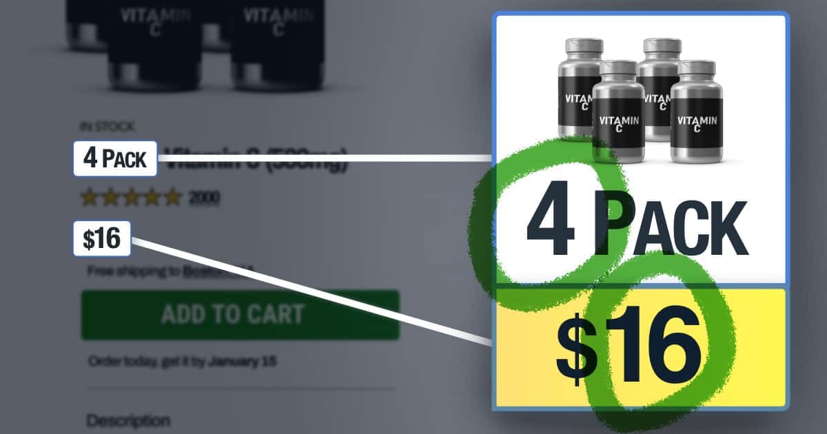 4 pack of vitamins for $16