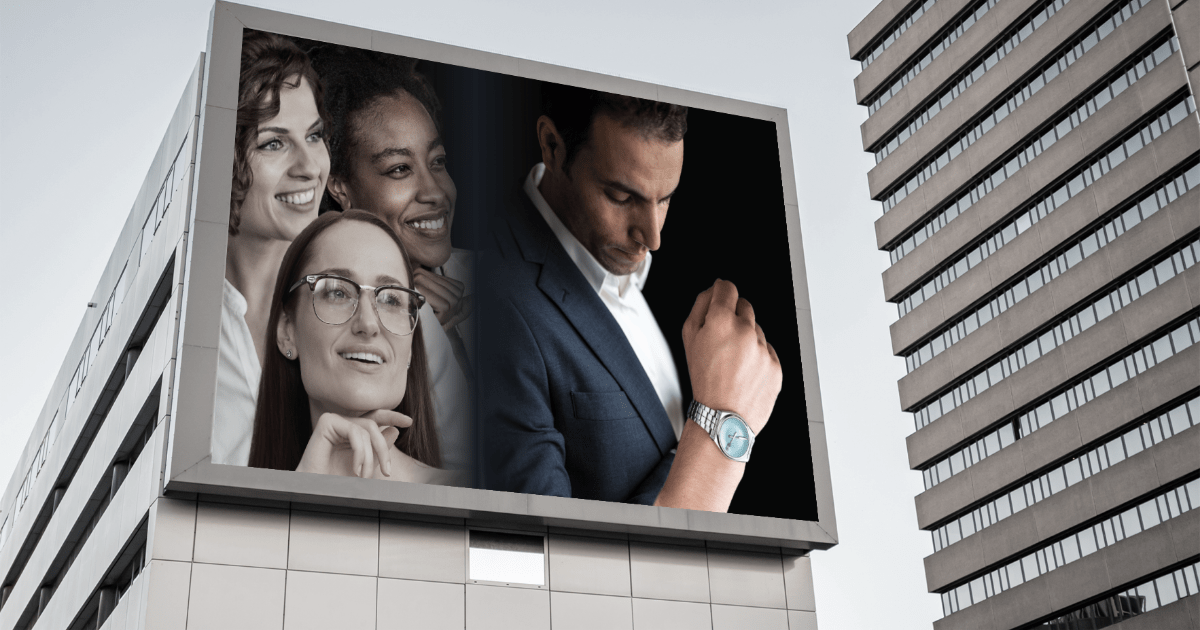 A billboard ad for a luxury watch