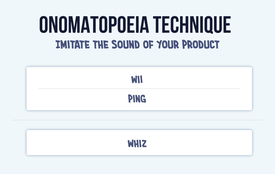 Onomatopoeia technique of naming: Wii