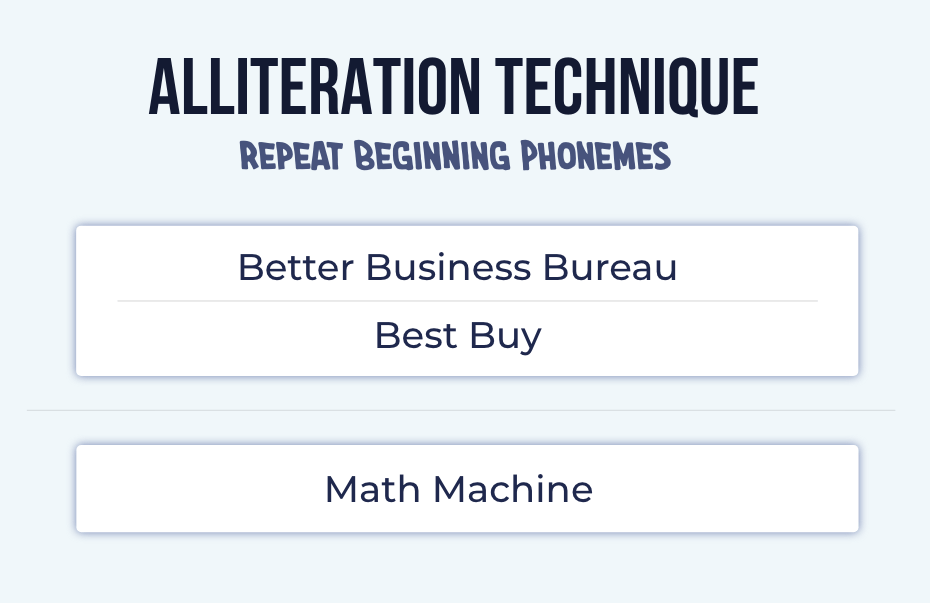 Alliteration technique of naming Better Business Buerau